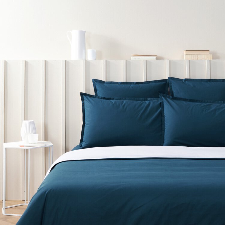 Parure housse de couette et taies d'oreiller doubles en coton EASY
